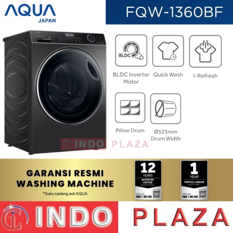 MESIN CUCI AQUA FRONT LOADING INVERTER 13 Kg LOW WATT FQW-1360BF
