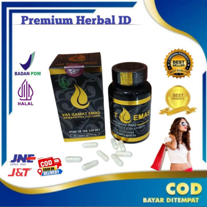 Vas Gamat Collagen Asli Original Suplemen Kecantikan Vas Gamat Emas Original 60 Kapsul BPOM