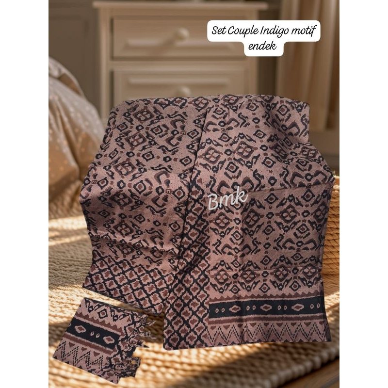 Set Couple Batik Indigo (Saput Kamen dan Selendang)
