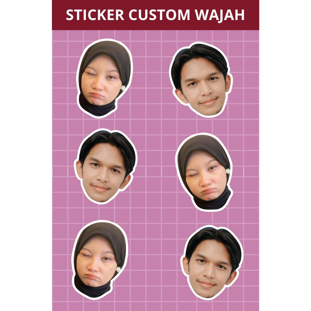 

Sticker Wajah Custom Non Cutting 10x15cm - Sticker Aesthetic Keren untuk HP, Laptop, Helm, Motor & Barang Kesayangan - Sticker Berkualitas dan Mudah Dipasang
