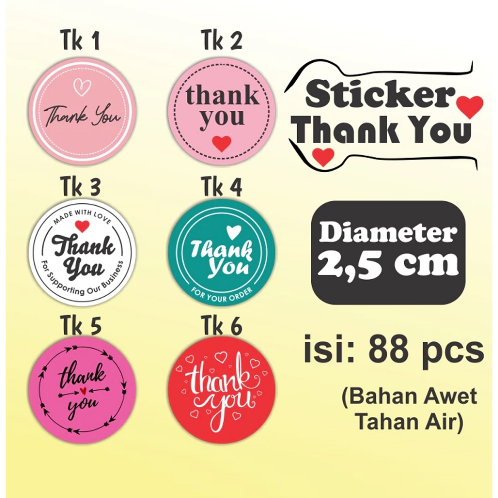 

Isi 88 pcs Stiker Ucapan Terimakasih Bulat Packing Motif Serbaguna