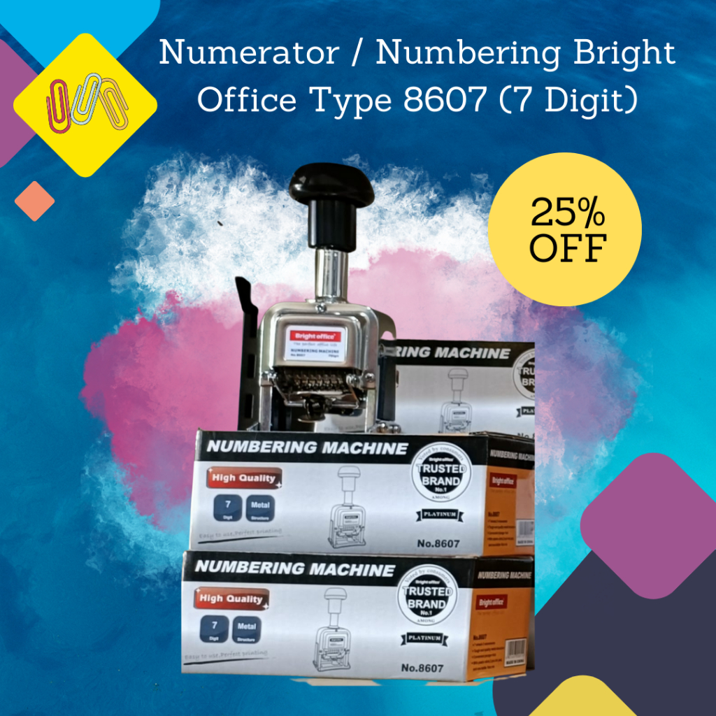 

Numbering Machine 7 Digit / Stempel Angka / Numerator Bright Office (7 Digit) Type 8607