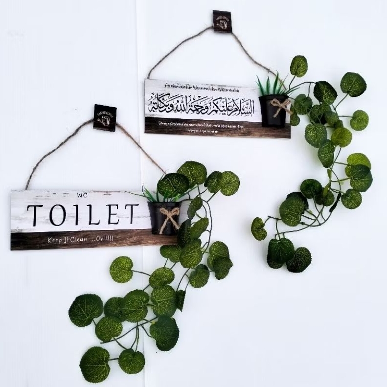 Hiasan Pintu / Dinding 3D Assalamualaikum Toilet Welcome Gantungan Pintu Bunga Tempel Sign Board
