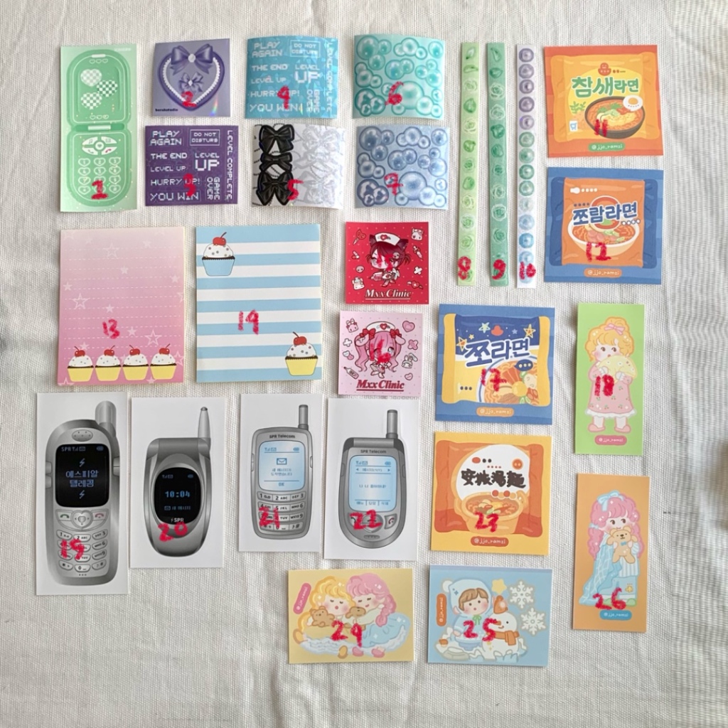 

Mini sticker kisscut korea polco deco holo eve studio, adelie draws, ppanjj