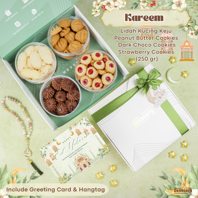 

EID HAMPERS PARSEL LEBARAN HAMPERS RAMADAN FREE KARTU UCAPAN KUE KERING WISJMAN LIDAH KUCING KEJU SEMPRIT BUTTER COOKIES PEANUT KACANG PARMESAN NASTAR KASTENGEL PUTRI SALJU HAMPER KUE GIFT PARCEL