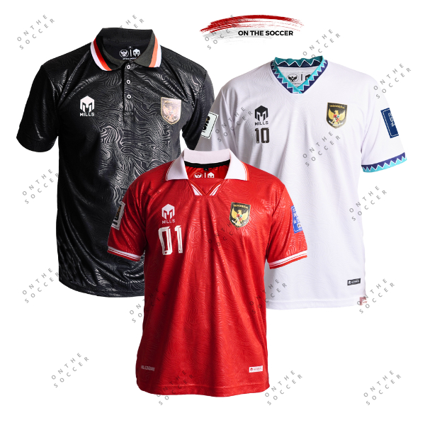 Jersey Timnas indonesia Mills Dewasa Hitam Merah Putih Big size Pria Wanita Unisex