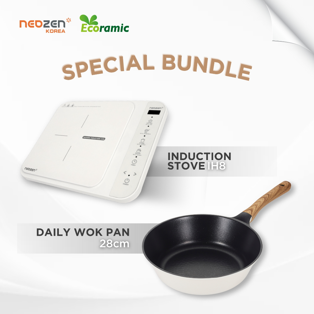 NEOZEN INDUCTION STOVE IH8 + ECORAMIC DAILY WOK PAN 28 - KOMPOR INDUKSI  LOW WATT