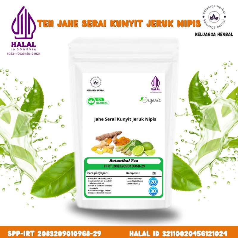 

keluarga Botanikal, Jahe Serai Kunyit Jeruk Nipis isi 20 dan 30 teabag siap seduh | Tea and TISANE