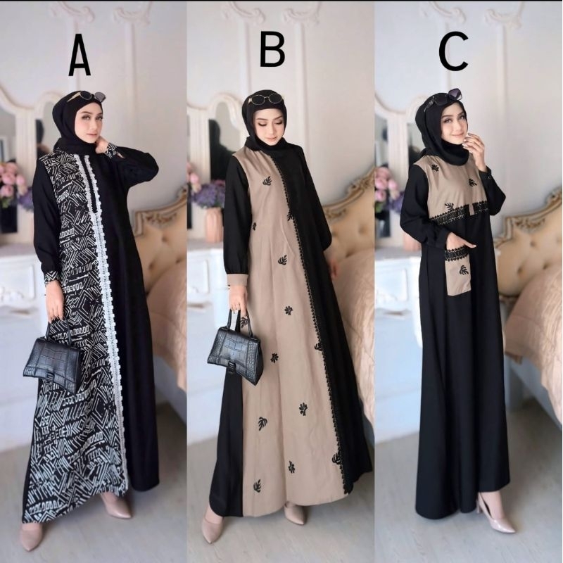 GAMIS LEBARAN EFFONI BAHAN ROYAL JET BLACK