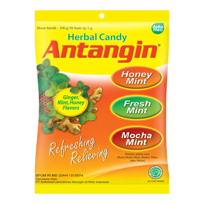 

Antangin Herbal Permen Rasa Jahe, Mint, Madu Bag 100 g