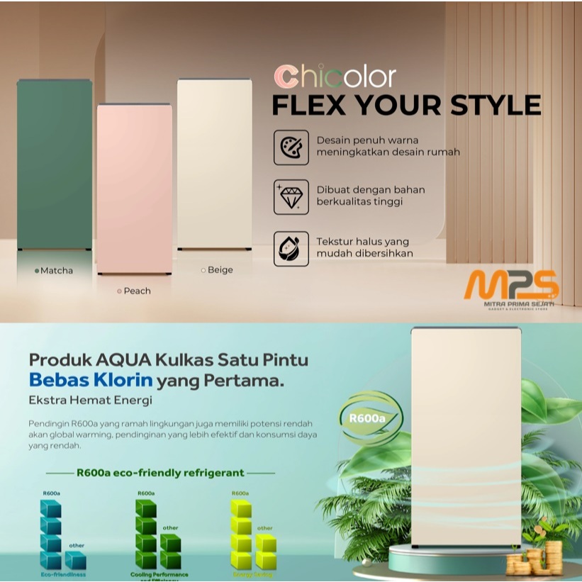 Kulkas 1 Pintu Aqua AQR-D185 145 Liter - Garansi Resmi Aqua