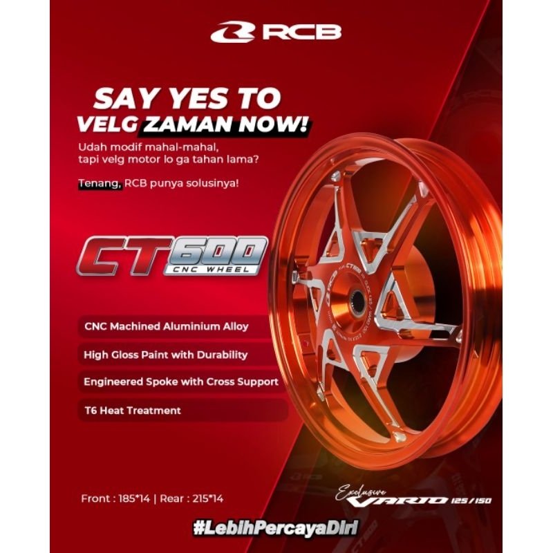 VELG CT600 VARIO125/150,BEAT FI/ESP(185X215-14),MIO 160X185-14(18T) RCB