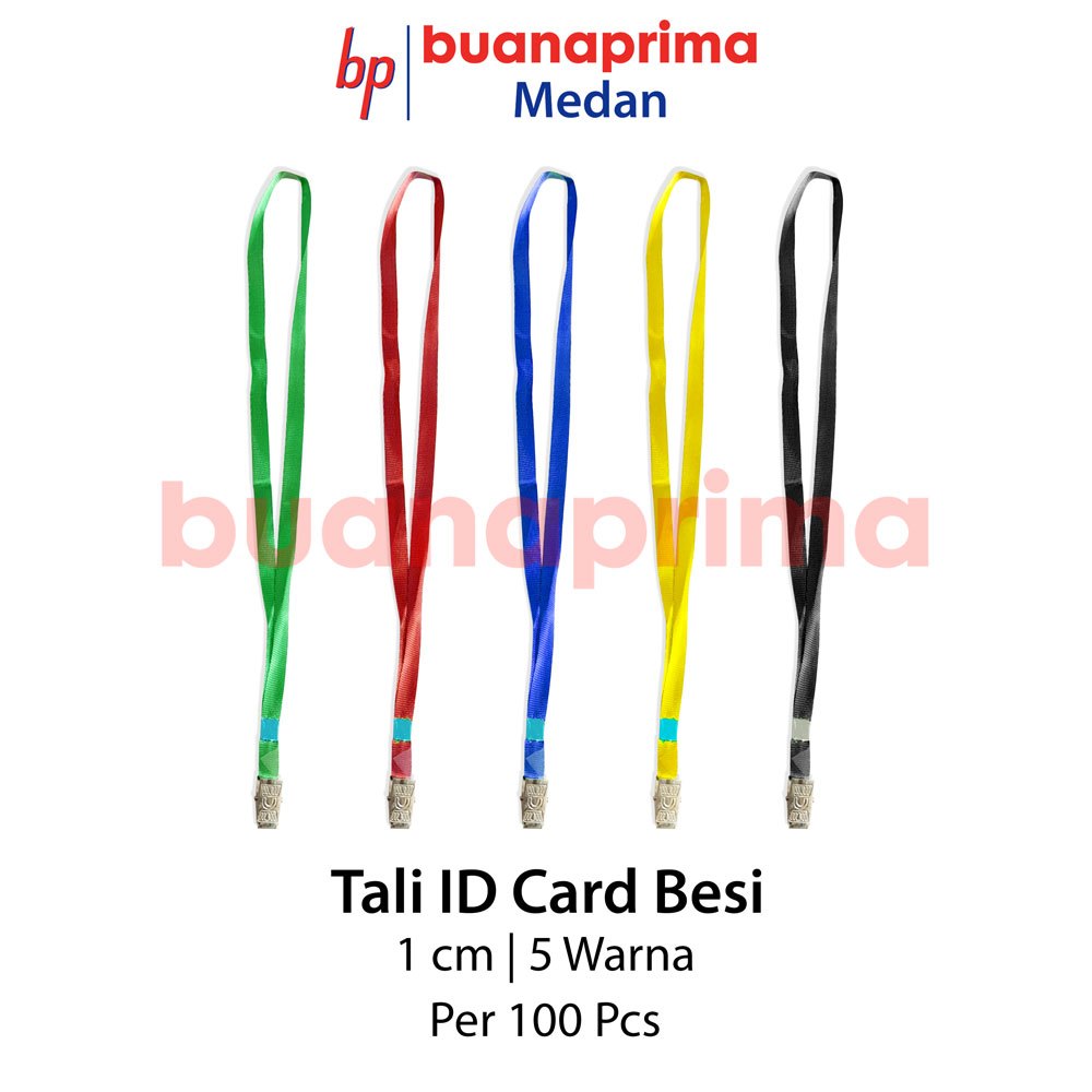 

TALI ID CARD BESI Jepit 1 cm per 100 pcs Tali Lanyard Hitam Biru Merah Kuning Hijau