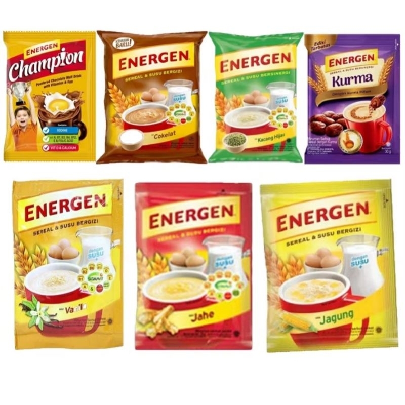 

ENERGEN SEREAL RENCENG SACHET (10 SACHET X 32 GRAM) 320 GRAM - COKLAT, VANILA, KACANG HIJAU...