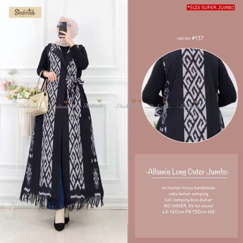 OUTER TENUN - ALBANIA LONG OUTER - CARDIGAN - TENUN BLANGKET JEPARA