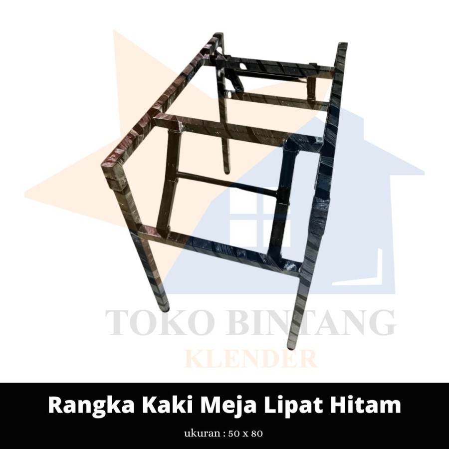 Rangka Kaki Meja Lipat Hitam 50 x 80