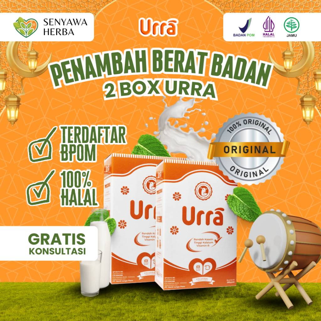 

PAKET 2 BOX URRA Susu Kambing Saanen Untuk Penambah Berat Badan Anak Rasa Original 200gr