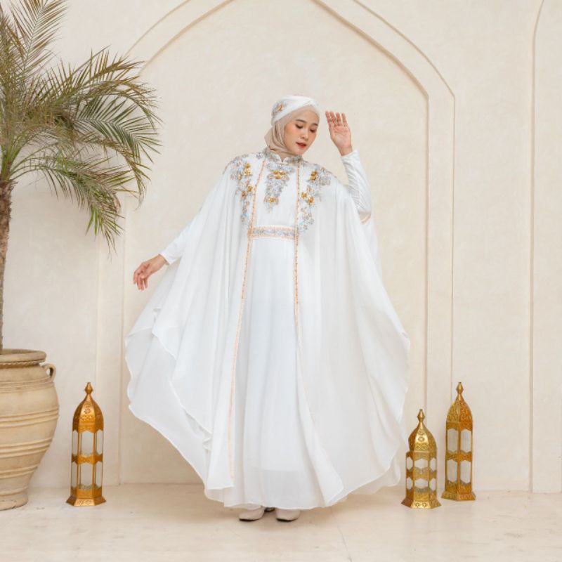 Gamis Kaftan ARSYLA Kaftan Lebaran Kaftan Kondangan Kaftan Putih Mewah