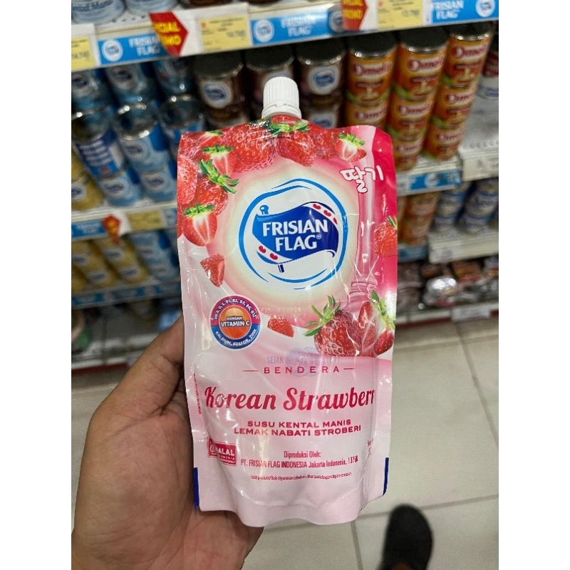 

Susu kental Manis Frisian Flag rasa Strowbery 280ml