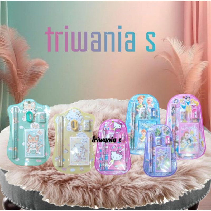 

TWS pensil set Anak Disney Princesses,cewe cowok,alat sekolah 5 in 1