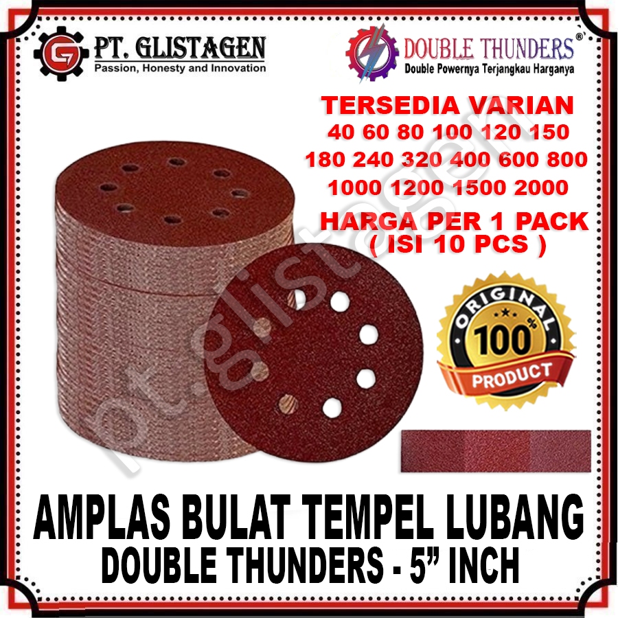 DT Amplas Bulat 5" inch 8 Lubang Amplas Tempel Sanding Disc Amplas Gerinda 8 Lubang 5" inch 5" in 5i