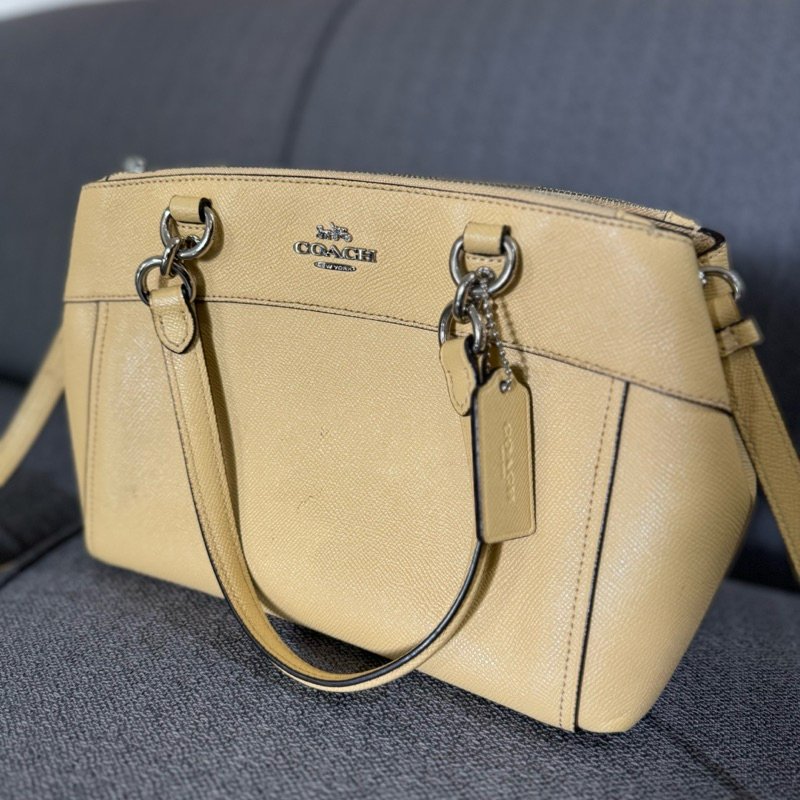 Coach Brooke Mini Crossgrain Carryall Satchel Yellow (PRELOVED)/ Tas Wanita Handbag Totebag Selempan