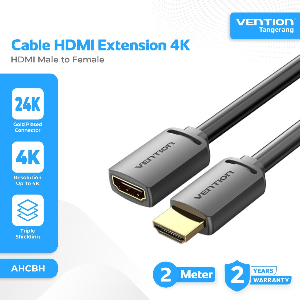 Vention Kabel HDMI Extension HDMI Male to Female 4K UHD 1080P 60Hz HDMI Extension Cable 2M 2 Meter -