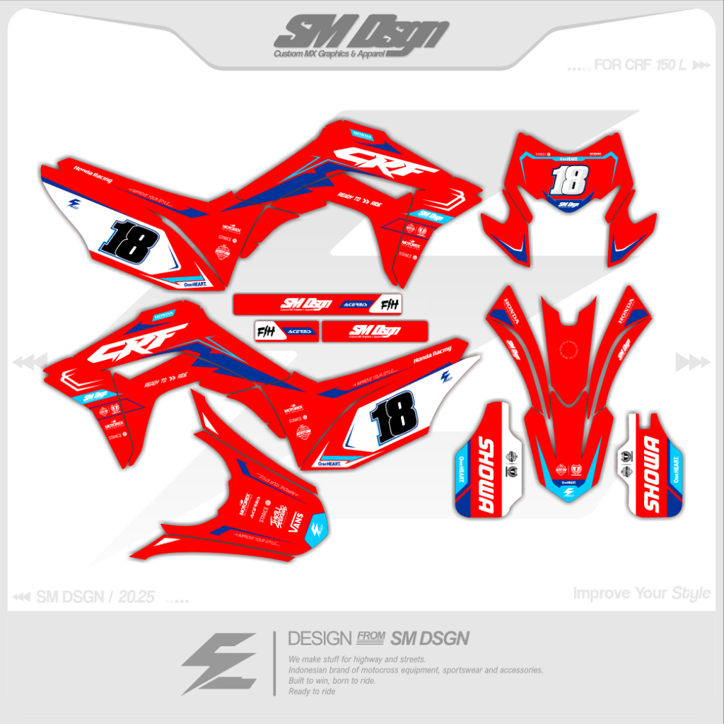 Decal Stiker Motor CRF 150 L Supermoto Full Body Warna Merah Terbaru 2026