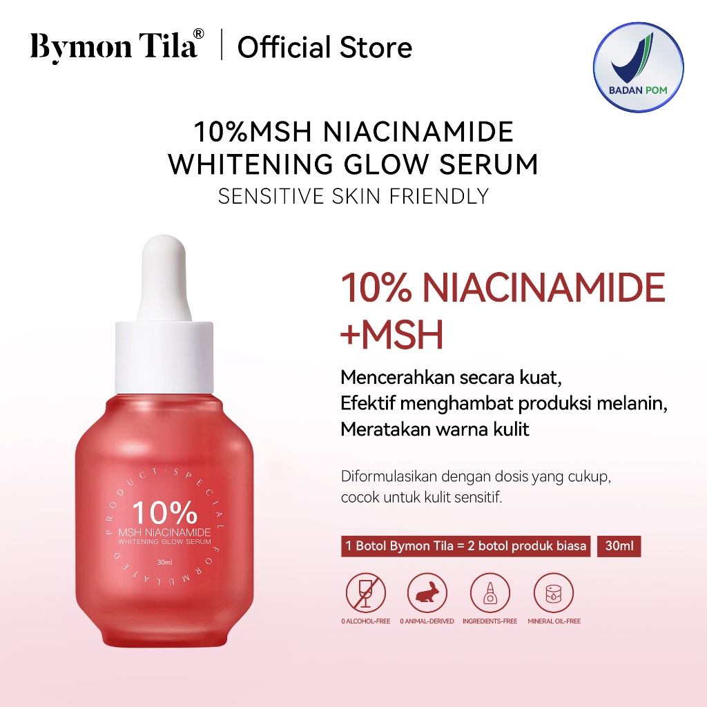 BymonTila 30mL 10%MSH Niacinamide Whitening Glow Serum Cocok Untuk Kulit Sensitif - Mencerahkan, Mer