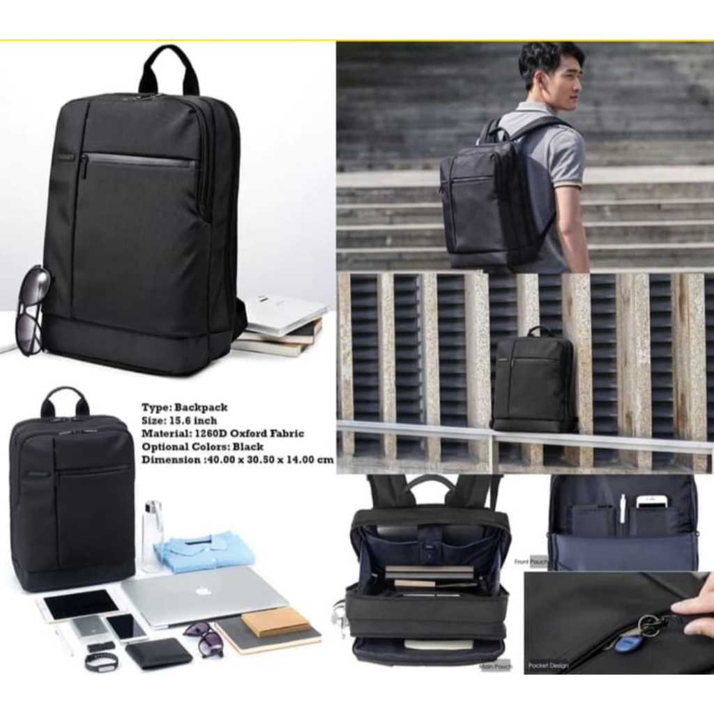 [Ori] Tas Laptop Tas Backpack Xiaomi Tas Laptop Ransel Laptop Hitam Tas Punggung Tas Kuliah Tas kant