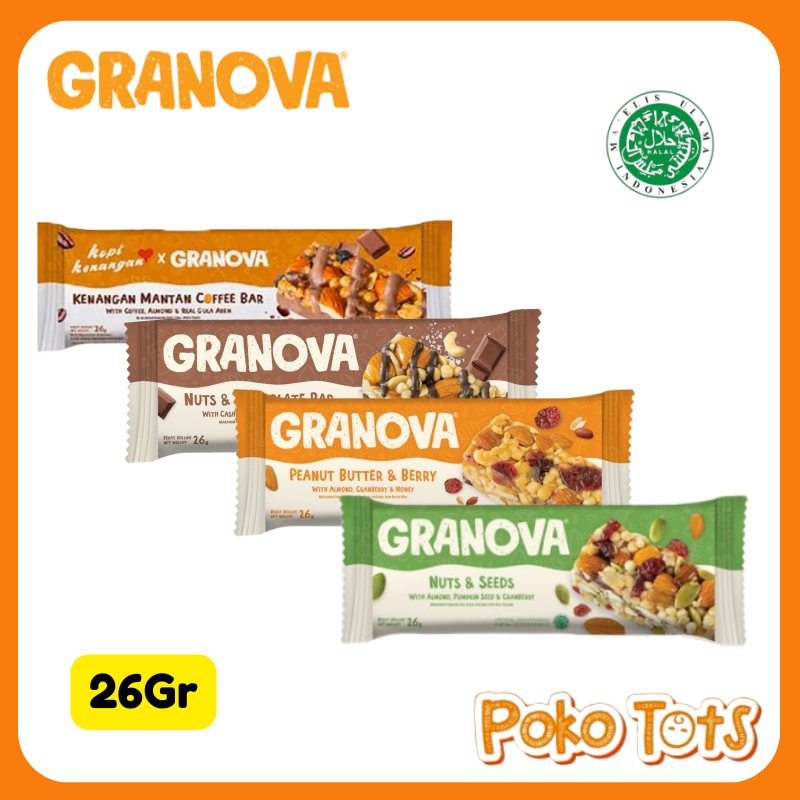 

Granova Snack Bar 26gr Granola Bar Cemilan Sehat Healthy Snack Oat WHS