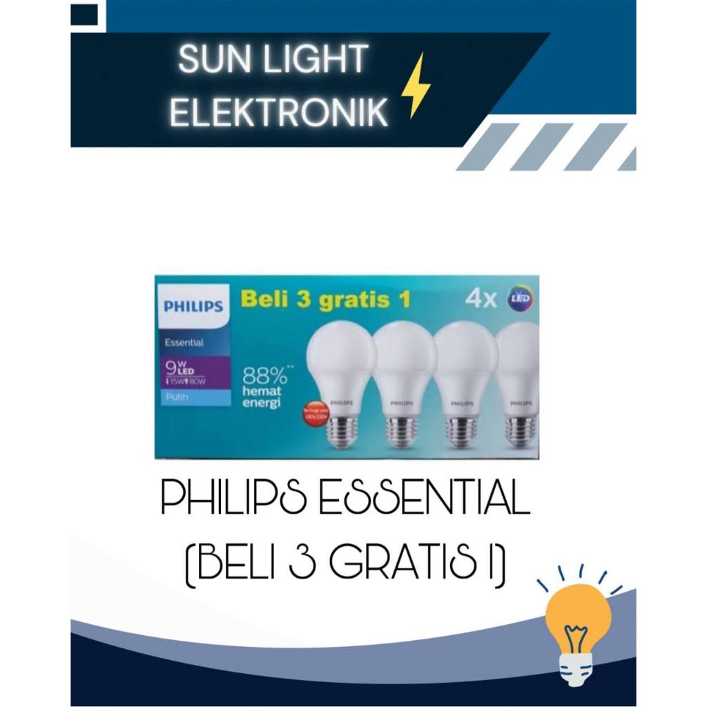 LAMPU PHILIPS ESSENTIAL MULTIPACK (BELI 3 GRATIS 1)
