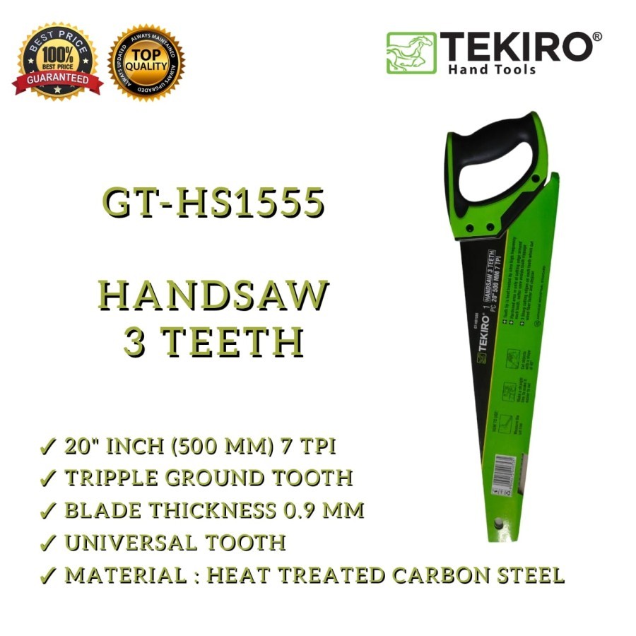 Tekiro Gergaji Kayu 3 Mata 20 Inch Tekiro Gergaji Potong TPR 3 MATA 20 TEKIRO GERGAJI TANGAN GAGANG 