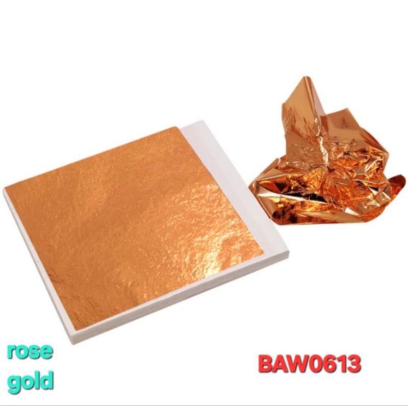 

foil leaf gilding sheet warna rose gold ukuran 8,5 cm X 9,3 mm isi 10 lembar