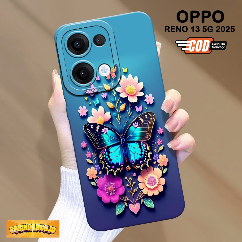 Case Oppo Reno 13 5G 2025 Terbaru - Fashion Case Kupu Kupu - Casing Hp Oppo Reno 13 5G 2025 Terbaru 