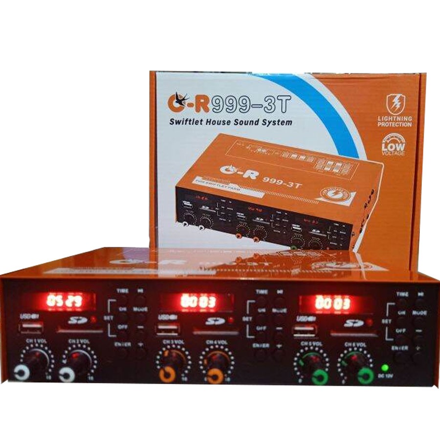 Ampli walet Orange OR 999 3T oren amplifier walet 3 player 6 chanel lengkap dengan timer ampli