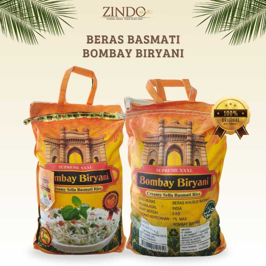 

BERAS BASMATI BOMBAY BIRYANI 5KG ORIGINAL CREAMY SELLA BASMATI RICE SUPREME PREMIUM