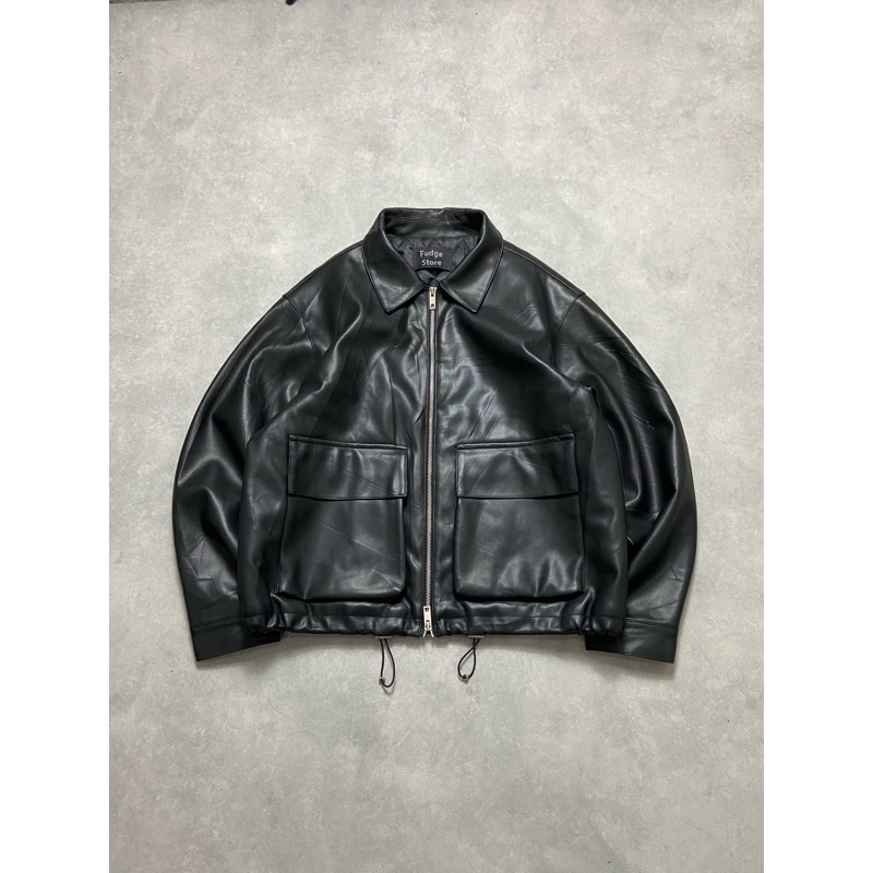 Lafudge Store Double Zip Casual Leather Work Jacket