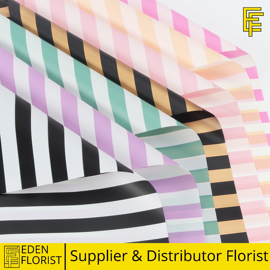 

20 LEMBAR Kertas Buket Bunga Motif Stripe Garis Buket Bunga Flower Wrapping Cellophane COD KB6046