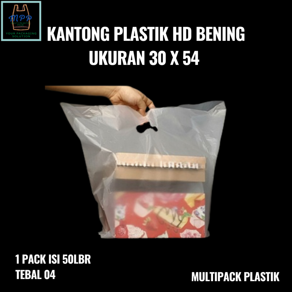 KANTONG PLASTIK HD PLONG OVAL BENING /PUTIH UKURAN 30 X 54 ISI 50 LEMBAR
