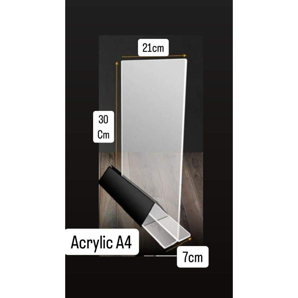 Tent Holder A4 / Tent Card / Nomor Meja Alas HItam Kaki Segitiga