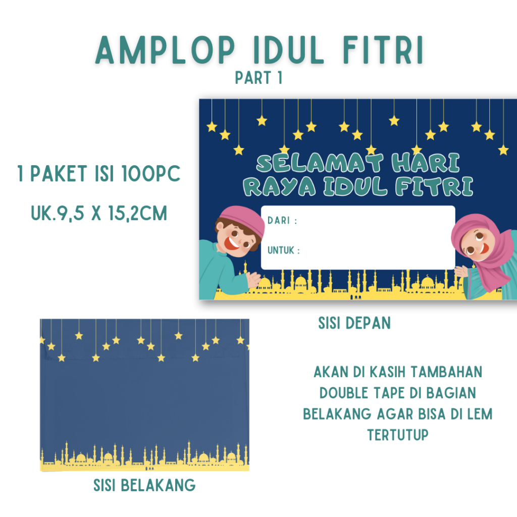 

Amplop Idul Fitri motif isi 50 pc / 100 lembar PART 1 | Uk.9,5 x 15,2cm