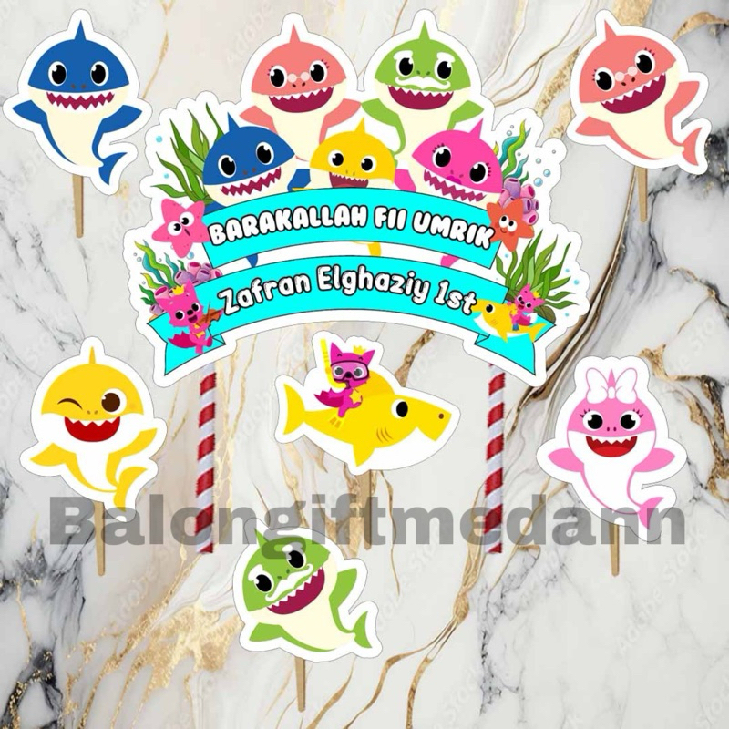 TOPPER CAKE CUSTOM NAMA BABY SHARK