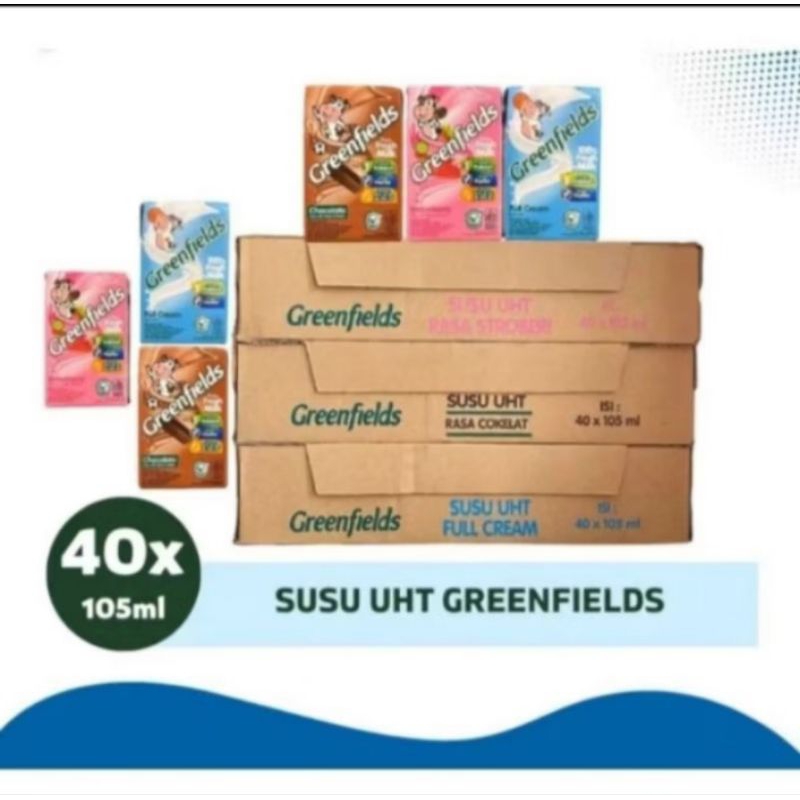

Susu UHT Greenfields Full Cream, Chocolate, Strawberry Eceran / Dus