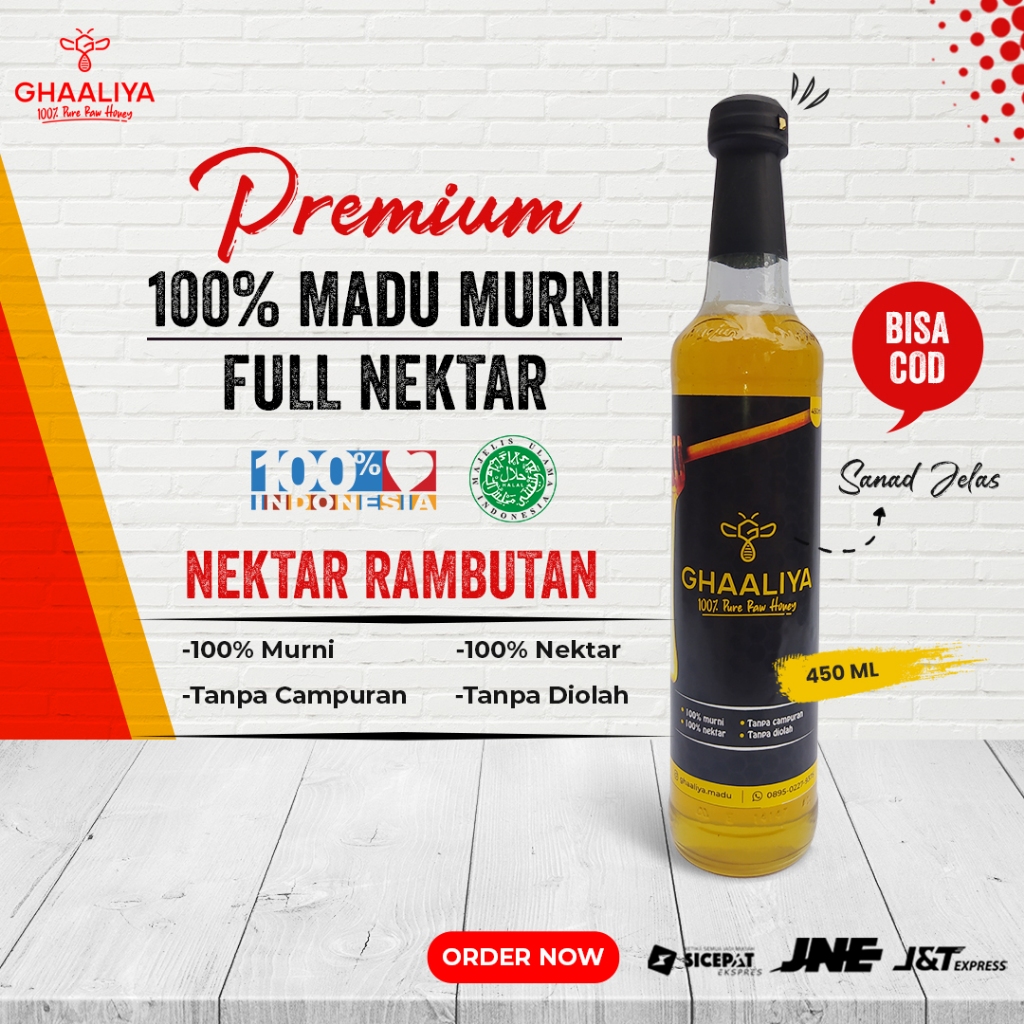 

[Ghaaliya] Madu murni tanpa campuran nektar rambutan 450 Ml