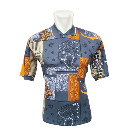 kji Kaos Kerah Pria Lengan Pendek Motif Batik Code03 Baju Krah Polo Shirt Dewasa