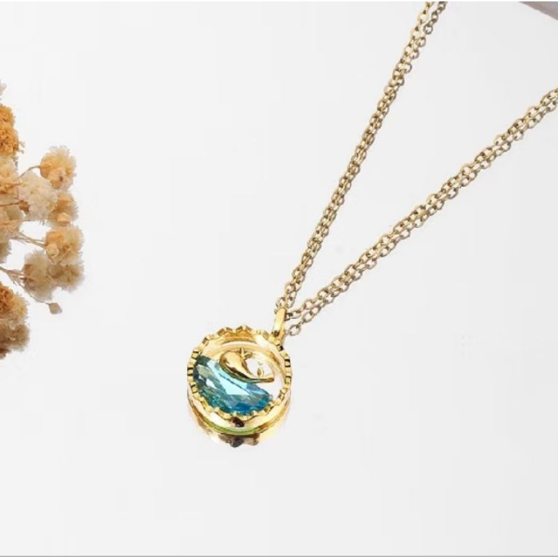 KALUNG WANITA TITANIUM LIONTIN IKAN PAUS KECIL LUCU ANTI KARAT LUNTUR