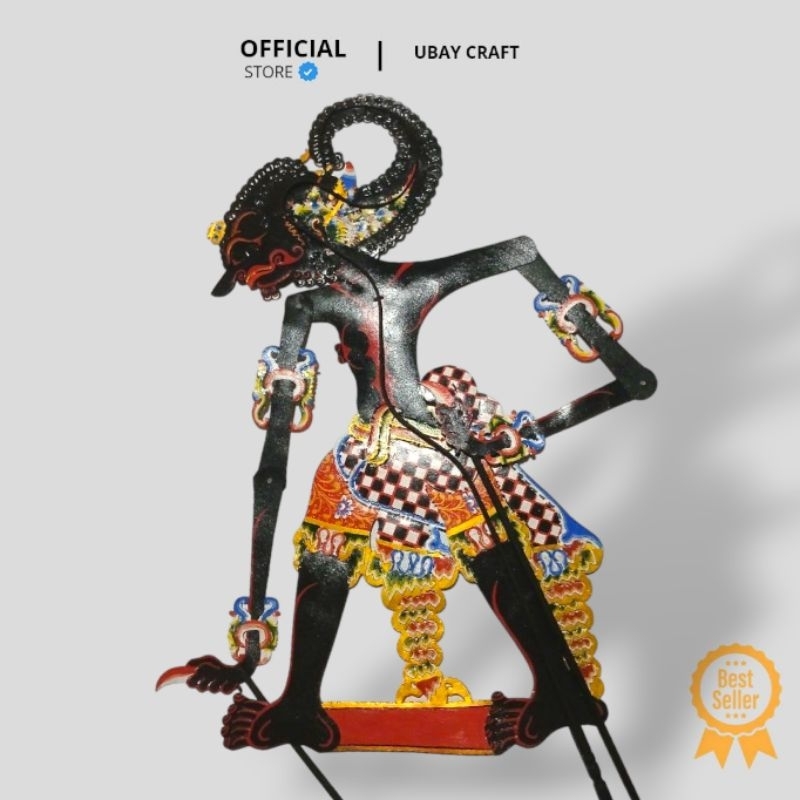 Wayang kulit sapi termurah Werkudara Hitam -+ 60 Cm Kulit Asli