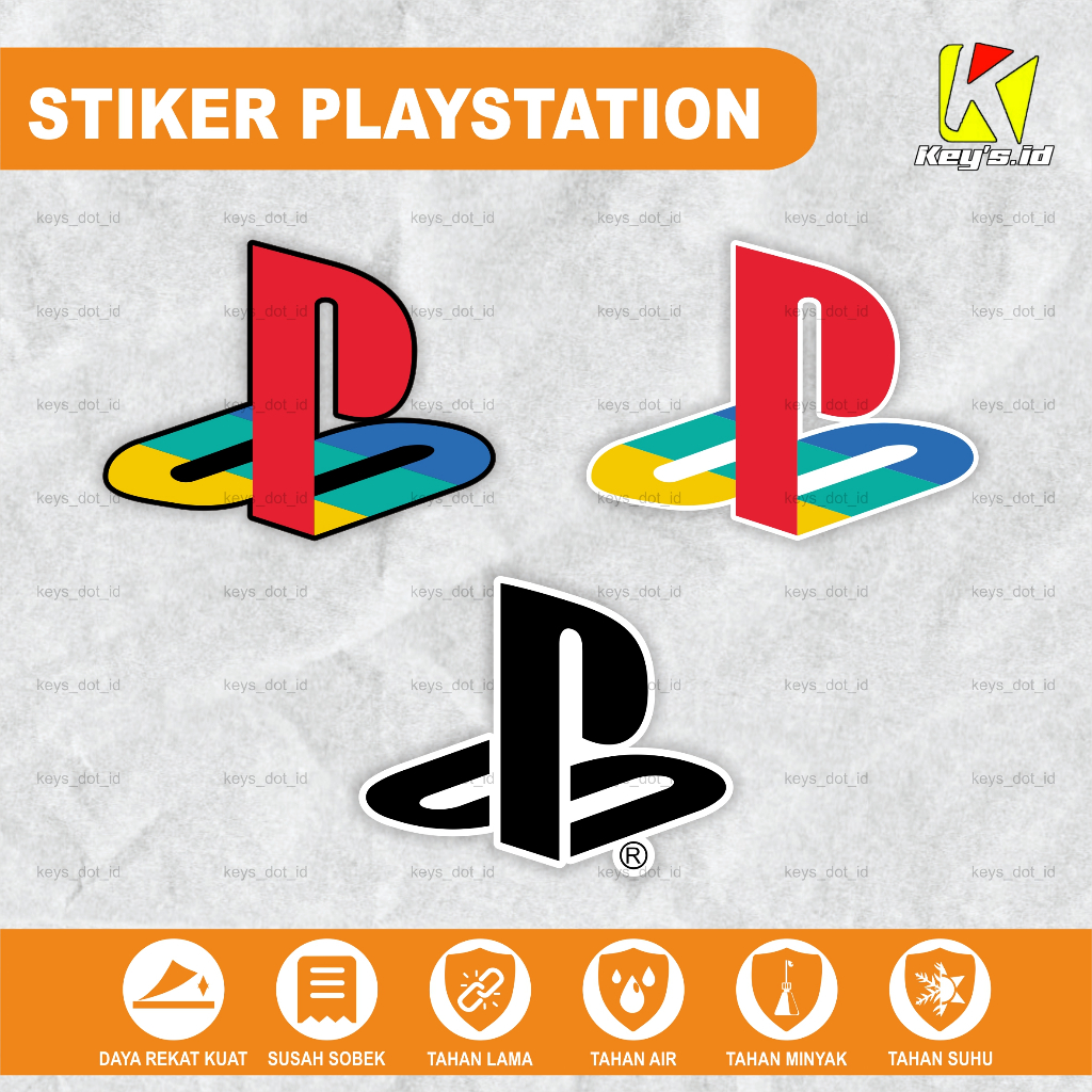 

Stiker PLAYSTATION, Sticker Logo PS Playstation Ukuran 7x9cm Cutting