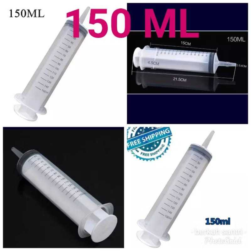 SUNTIKAN Spuit KAPASITAS BESAR 150 CC ML LARGE SYRINGE Bonus selang 1M
